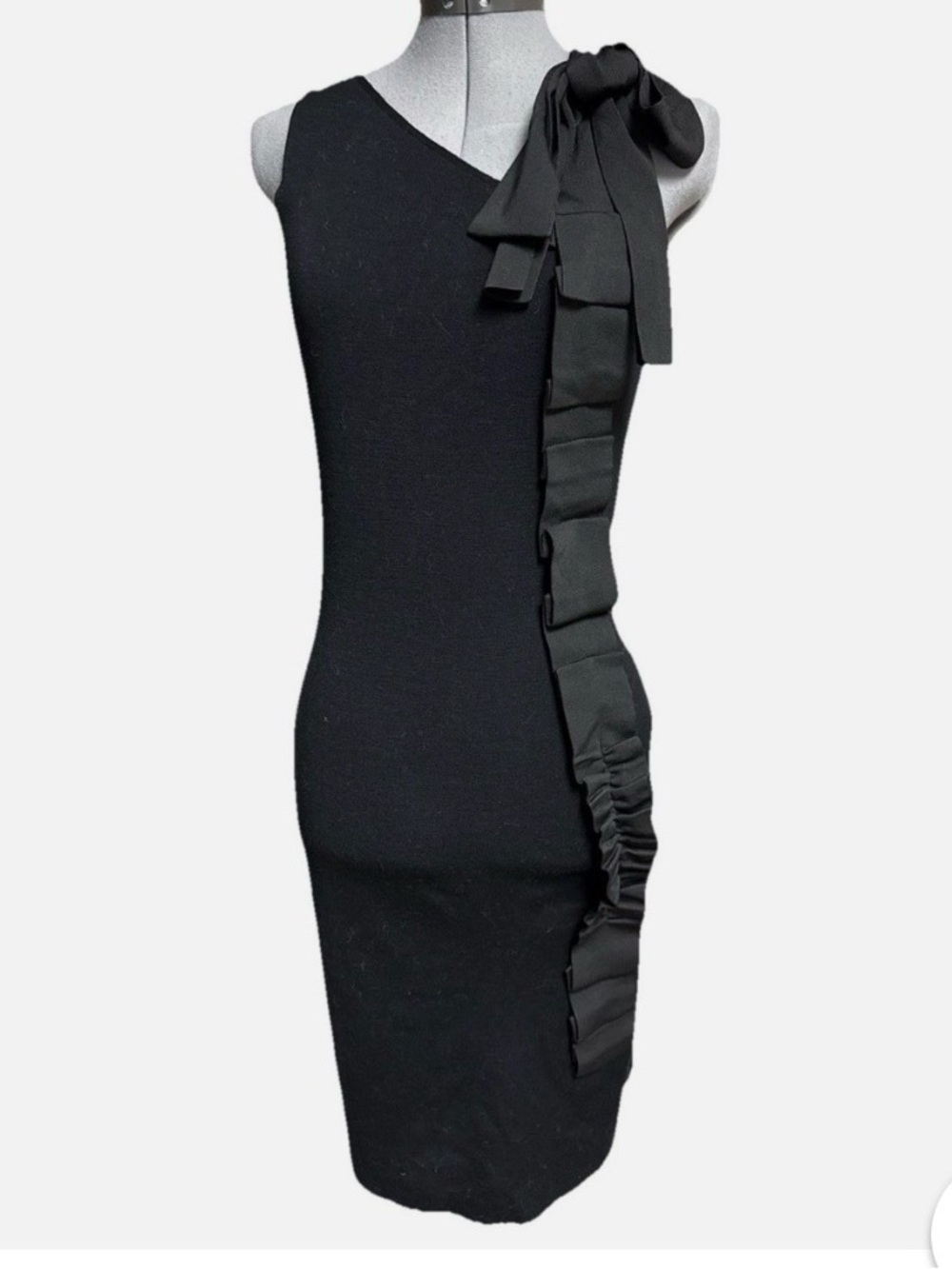RED Valentino black knee length wool dress sz small w bow detail